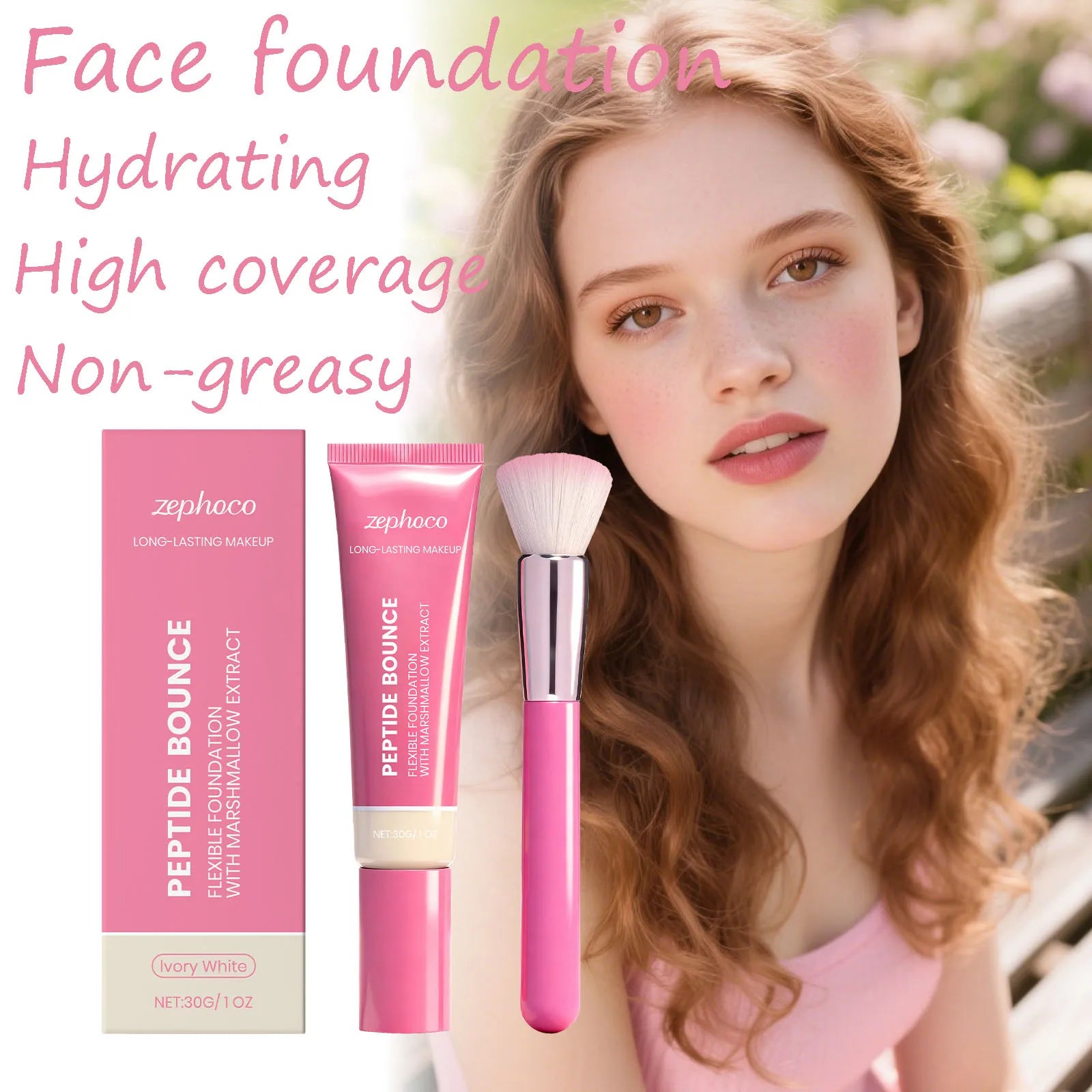 Facial Liquid Foundation Oil Control Waterproof High Coverage Moisturizing Lasting Hold Blemish Cover Base Foundation Cream
