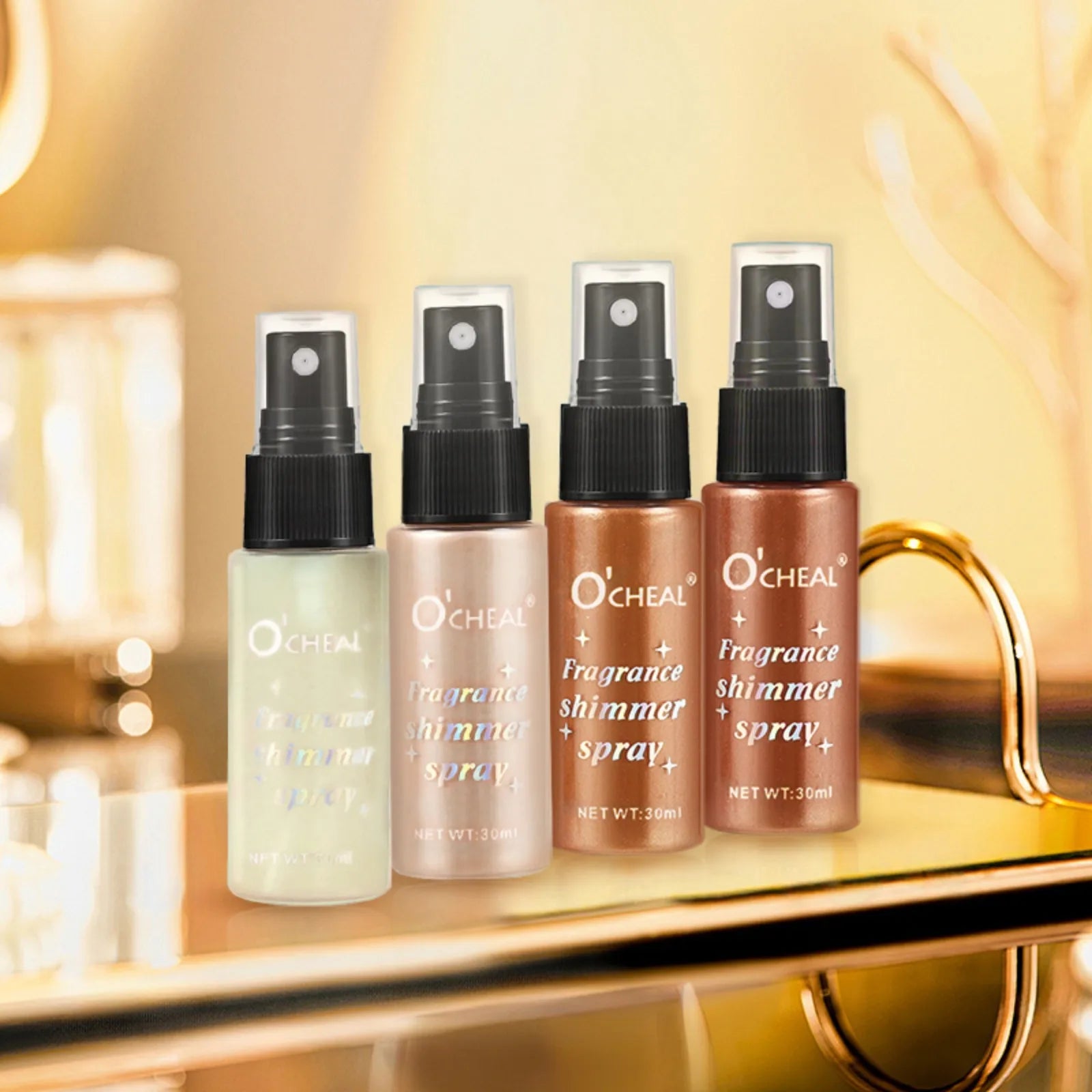 Ocheal 30ml Fragrance Shimmer Glitter Spray Shining Brightly Highlighter Powder Spray Long Lasting Body Hair Hand Neck Clothes