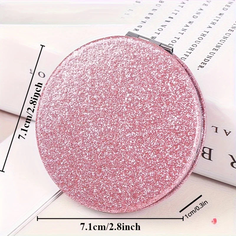 Double-sided Compact Folding Makeup Mirror for Travel - Portable, Handheld Beauty Mirror with Flash,Women's Gift, Pocket-Sized