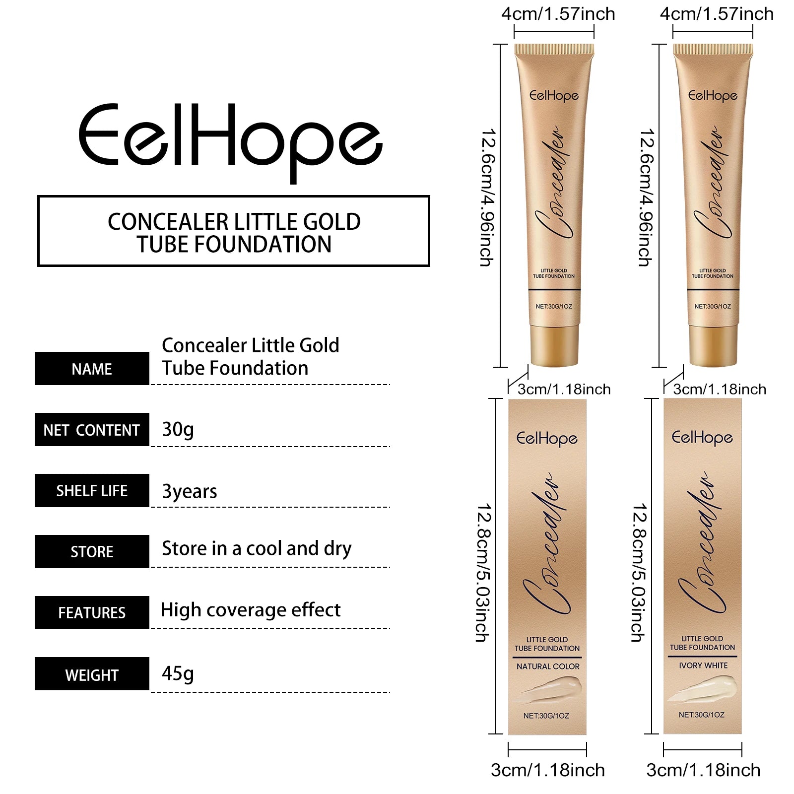 Foundation Concealer Improve Skin Elasticity Brighten Complexion Not Easy Remove Makeup Moisturizing Gold Tube Liquid Foundation