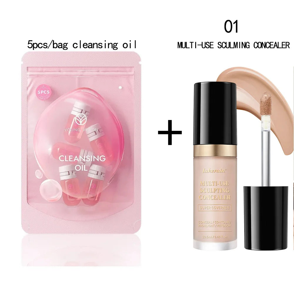 lakerain 5-Color Waterproof Concealer Matte High Coverage Oil-Control Foundation for Acne Scars and Dark Circles Cosmetics
