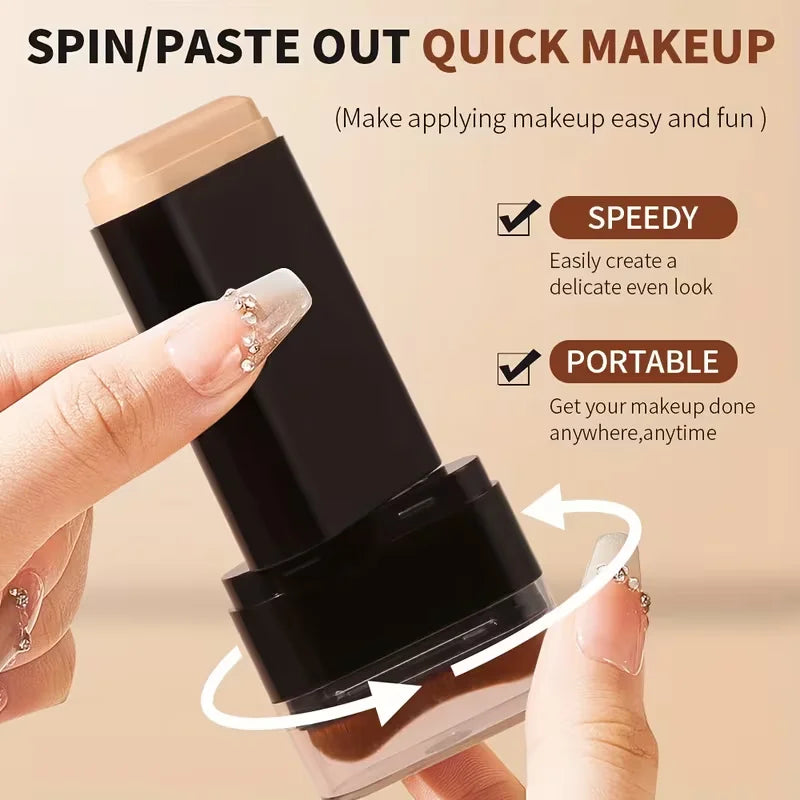 2-In-1 Concealer Foundation Stick Waterproof Sweatproof Full-Coverage Heavy-Duty Concealer Suitable For Skin Types(Dry, Oily)