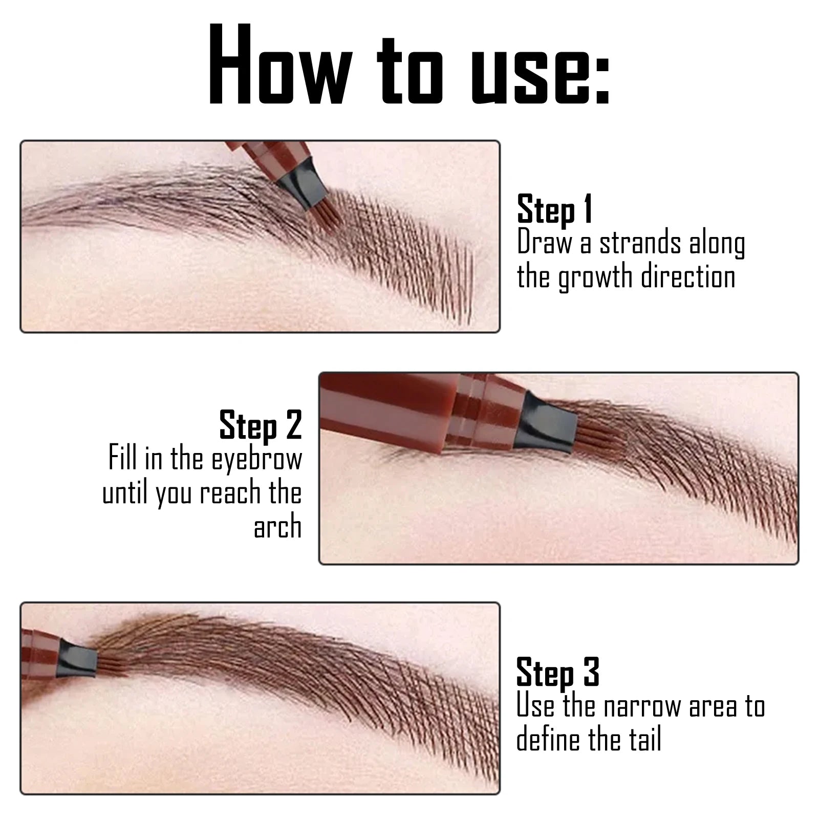 EELHOE Multi Color 4 Forks Eyebrow Pen Natural Plumping Eyebrow Waterproof Sweatproof Lasting Makeup Volumizing Eyebrow Pen