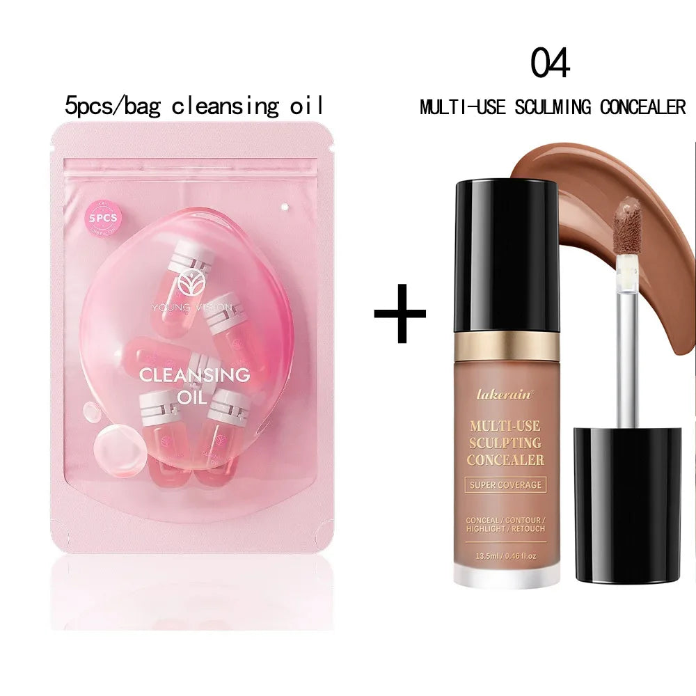 lakerain 5-Color Waterproof Concealer Matte High Coverage Oil-Control Foundation for Acne Scars and Dark Circles Cosmetics
