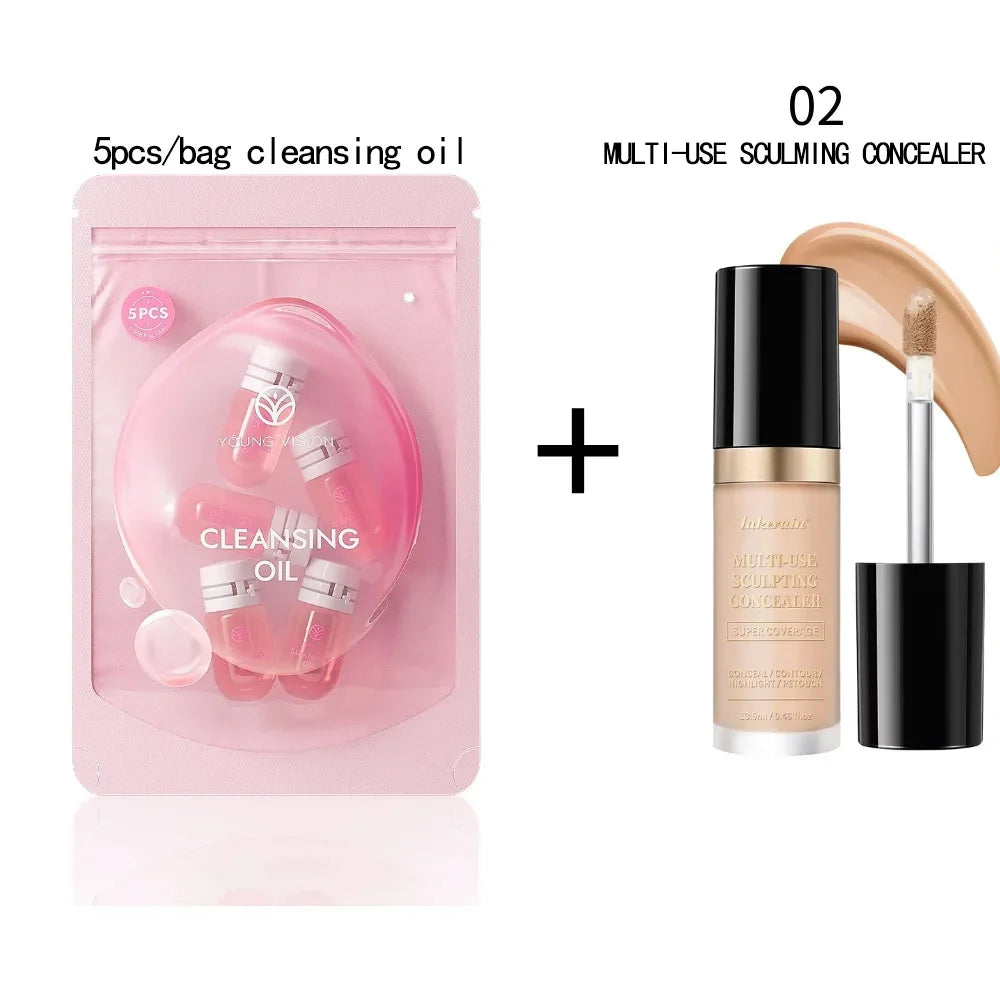 lakerain 5-Color Waterproof Concealer Matte High Coverage Oil-Control Foundation for Acne Scars and Dark Circles Cosmetics