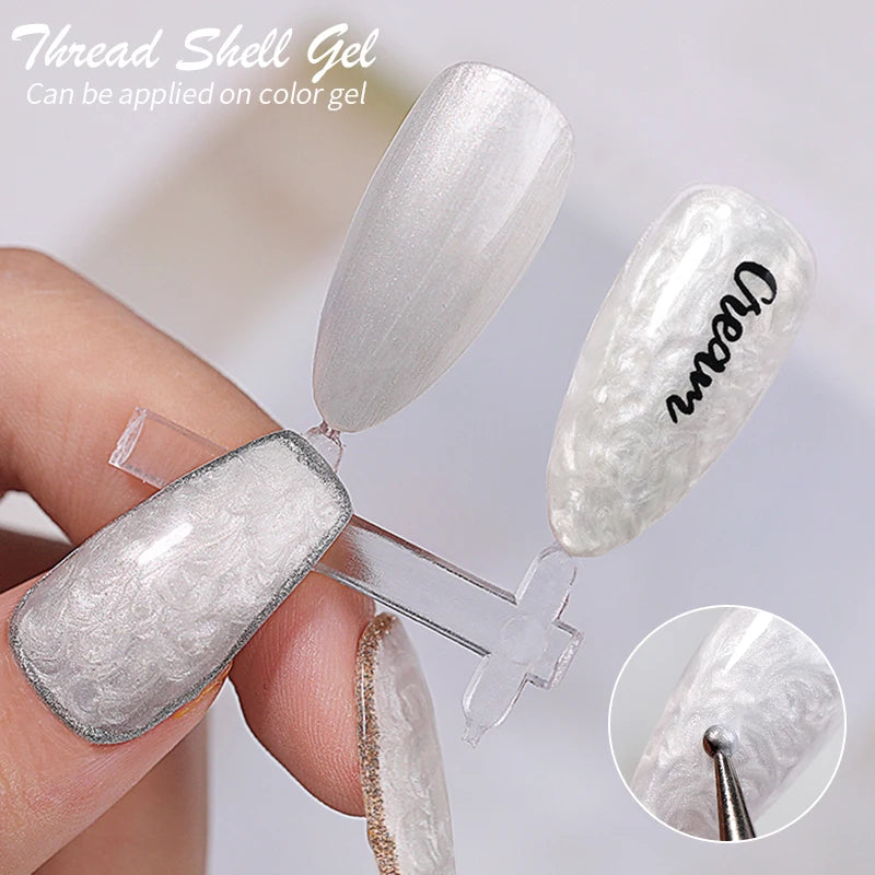 LILYCUTE 7ML Thread Shell Gel Nail Polish Shiny Glitter Apply On Color Gel Semi Permanent Manicure For Soak Off UV LED Gel