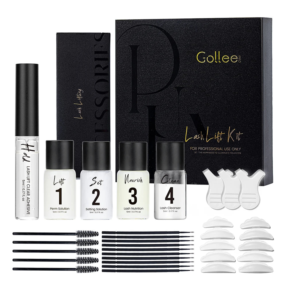Gollee Lash and Brow Tinting Perm Kit Black Natural Eyelash Lifting Perm Treatment Makeup tools 4-6 Weeks For Lash Curler Perm