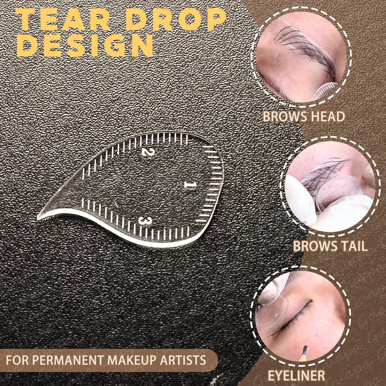 Tear Drop Arch Brow Mapping Tool Kit 1 Minute Brow Shaping Ruler Template Stencils Fast Drawing PMU Eyebrow Hairstroke Eyeliner