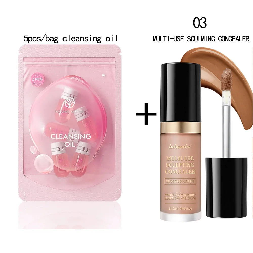 lakerain 5-Color Waterproof Concealer Matte High Coverage Oil-Control Foundation for Acne Scars and Dark Circles Cosmetics