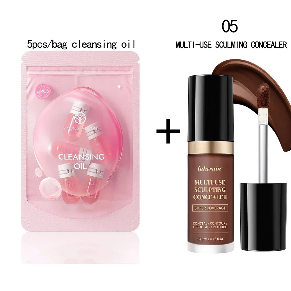 lakerain 5-Color Waterproof Concealer Matte High Coverage Oil-Control Foundation for Acne Scars and Dark Circles Cosmetics