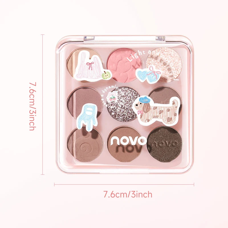 9-Color Eyeshadow Palette - Matte & Shimmer Finish,Water And Sweat Resistant, Long-Lasting Wear, Blendable, Highlight And Blush
