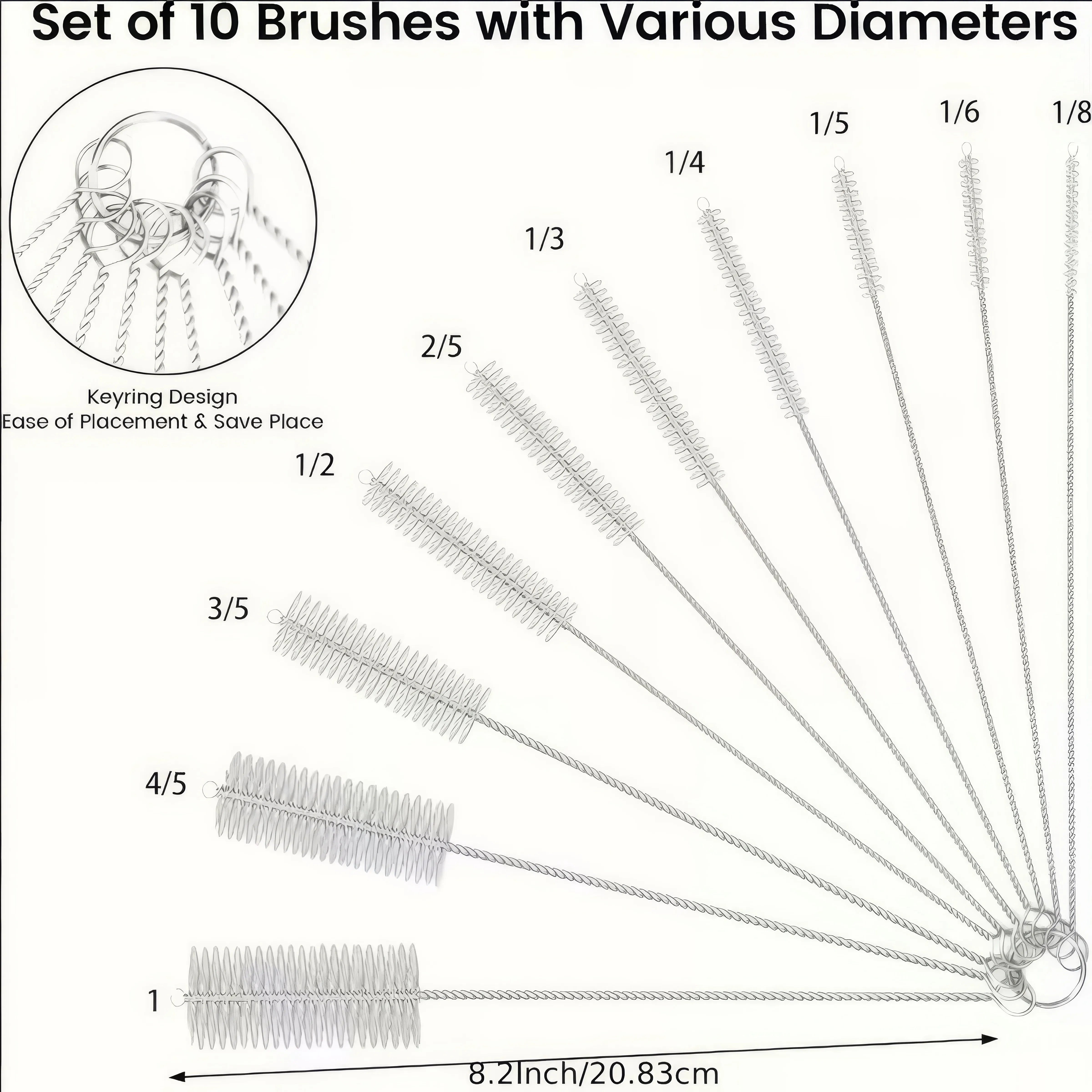 1/2 Set of Straw Cleaning Brushes, Sturdy and Durable, Non Shedding, Portable, Suitable for Water Bottles and Crevices