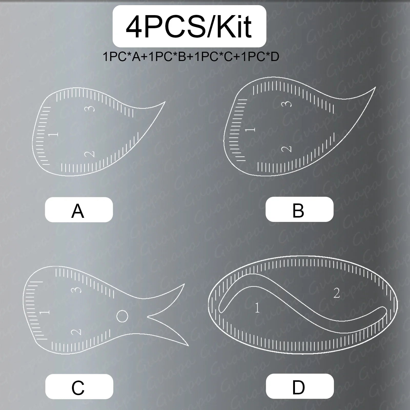 Tear Drop Arch Brow Mapping Tool Kit 1 Minute Brow Shaping Ruler Template Stencils Fast Drawing PMU Eyebrow Hairstroke Eyeliner