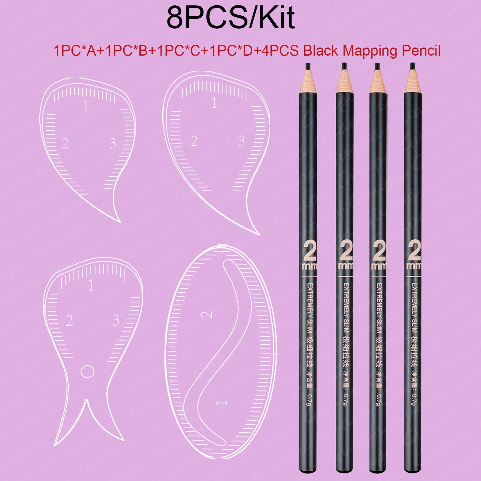 Tear Drop Arch Brow Mapping Tool Kit 1 Minute Brow Shaping Ruler Template Stencils Fast Drawing PMU Eyebrow Hairstroke Eyeliner