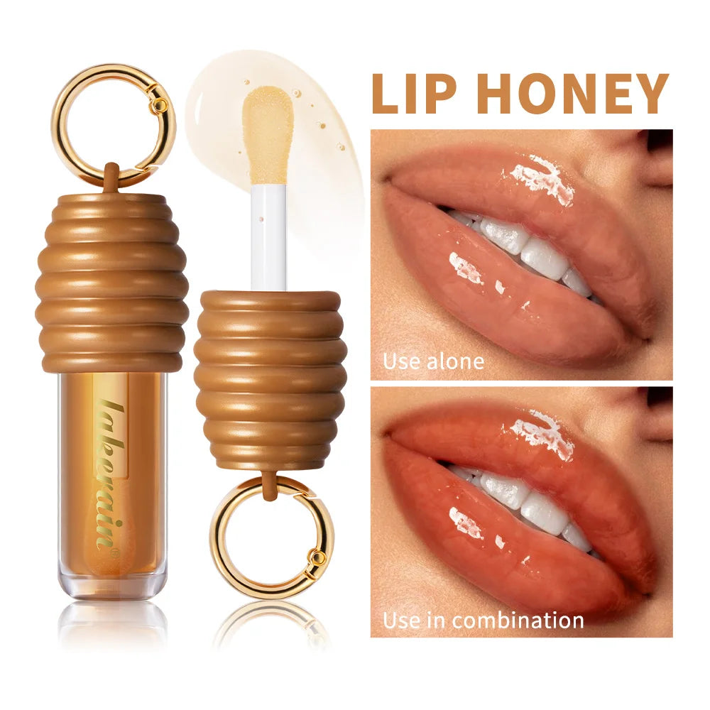 Lip Gloss Plumper Hydrating Lip Balm Smooth Long Lasting Moisturizing Nourishing Lips Honey Oil Non Sticky Cosmetics Bag Clip Ri