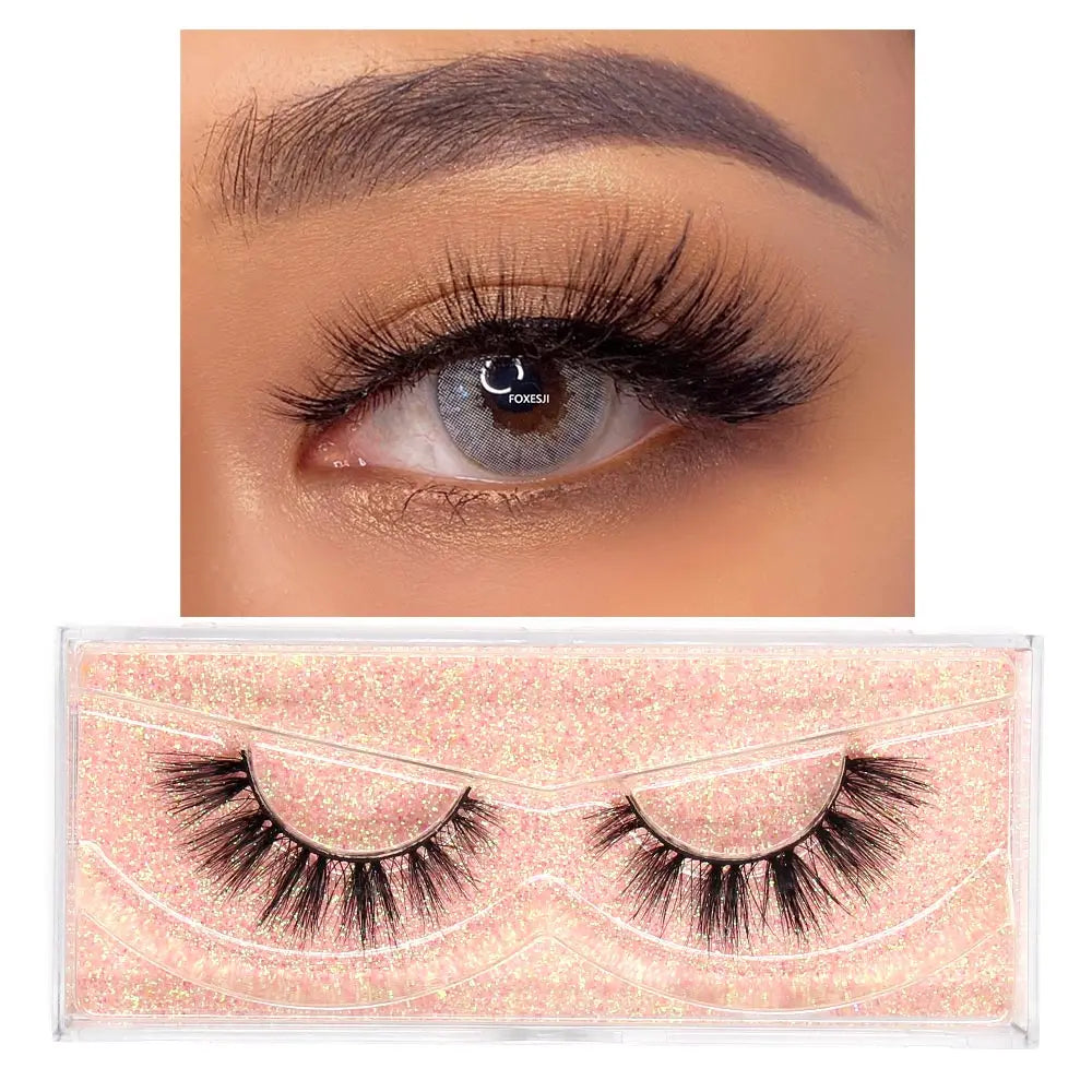 FOXESJI Makeup Eyelashes 3D Mink Eye Lashes Fluffy Soft Wispy Natural Lashes Extension Reusable Fake Lashes Mink False Eyelashes