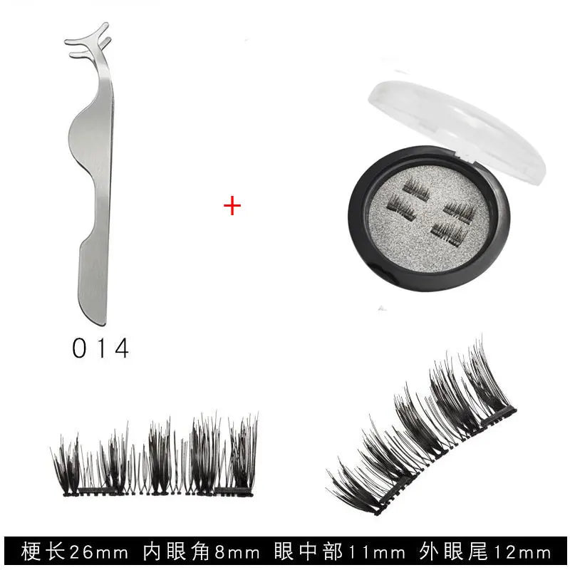 Magnetic Eyelashes with 3 Magnets without Glue 3D Lashes Extension handmade natural Magnetic Eyelash