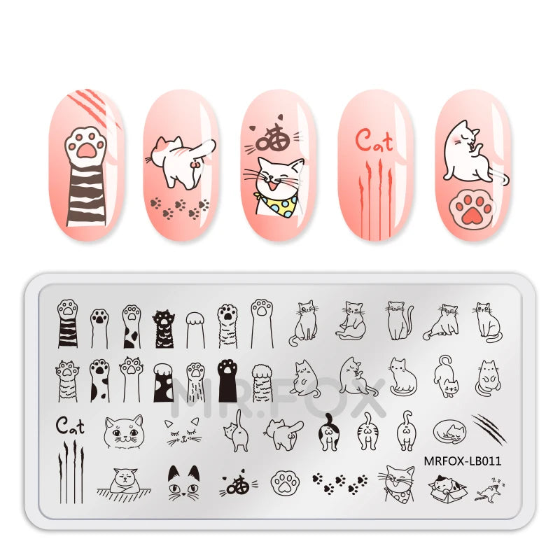 1PCS Blue Ocean Animal Nail Art Stamping Plates Fish Image Stencils for Nails Stamp Tools Manicure Template