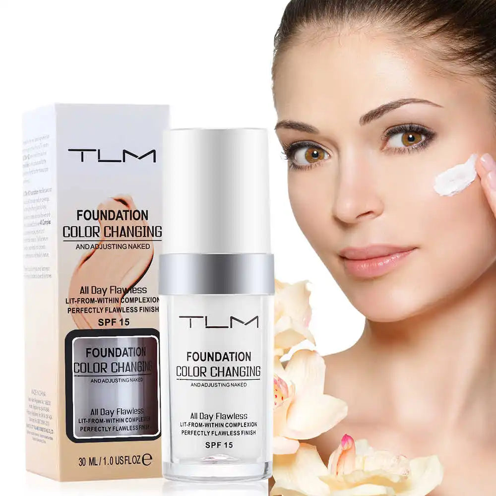6 Sets of Christmas Gift Bags TLM Liquid Foundation Color Changing Concealer Waterproof Natural Brighten Skin Tone Face Cosmetic