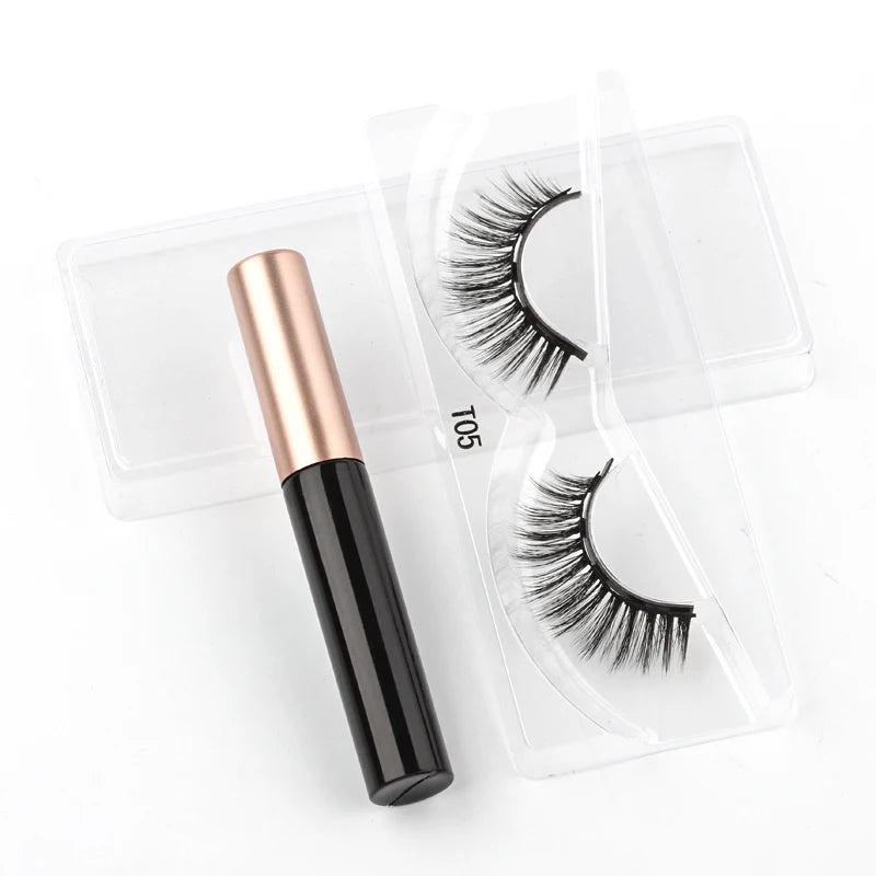 Magnetic Eyelashes 3D Mink Eyelashes Makeup Magnetic Lashes Eyeliner Tweezers Set Natural False Lashes Short Faux Cils