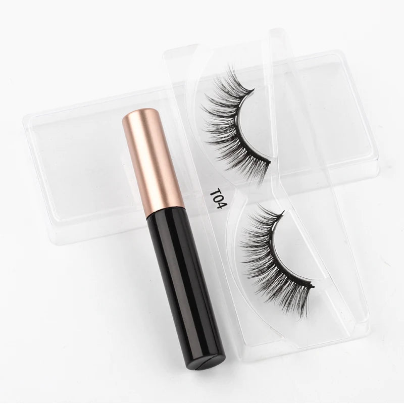 Magnetic Eyelashes 3D Mink Eyelashes Makeup Magnetic Lashes Eyeliner Tweezers Set Natural False Lashes Short Faux Cils