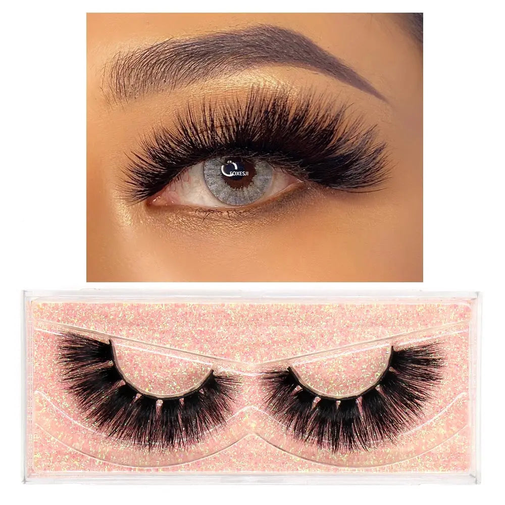 FOXESJI Makeup Eyelashes 3D Mink Eye Lashes Fluffy Soft Wispy Natural Lashes Extension Reusable Fake Lashes Mink False Eyelashes