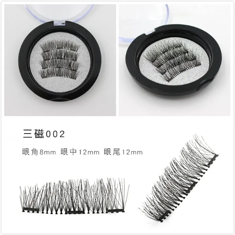Magnetic Eyelashes with 3 Magnets without Glue 3D Lashes Extension handmade natural Magnetic Eyelash