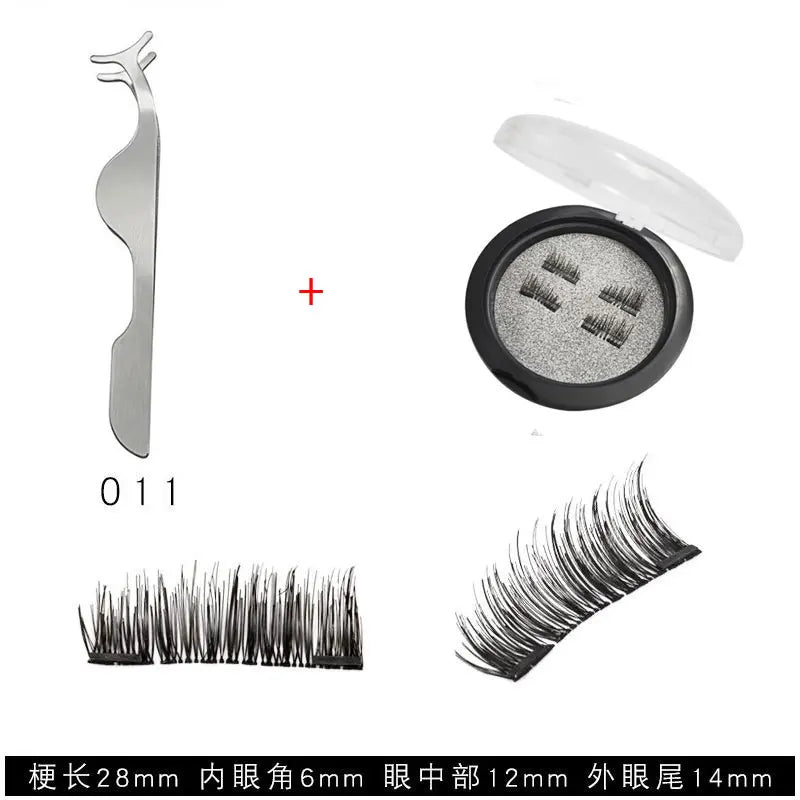 Magnetic Eyelashes with 3 Magnets without Glue 3D Lashes Extension handmade natural Magnetic Eyelash