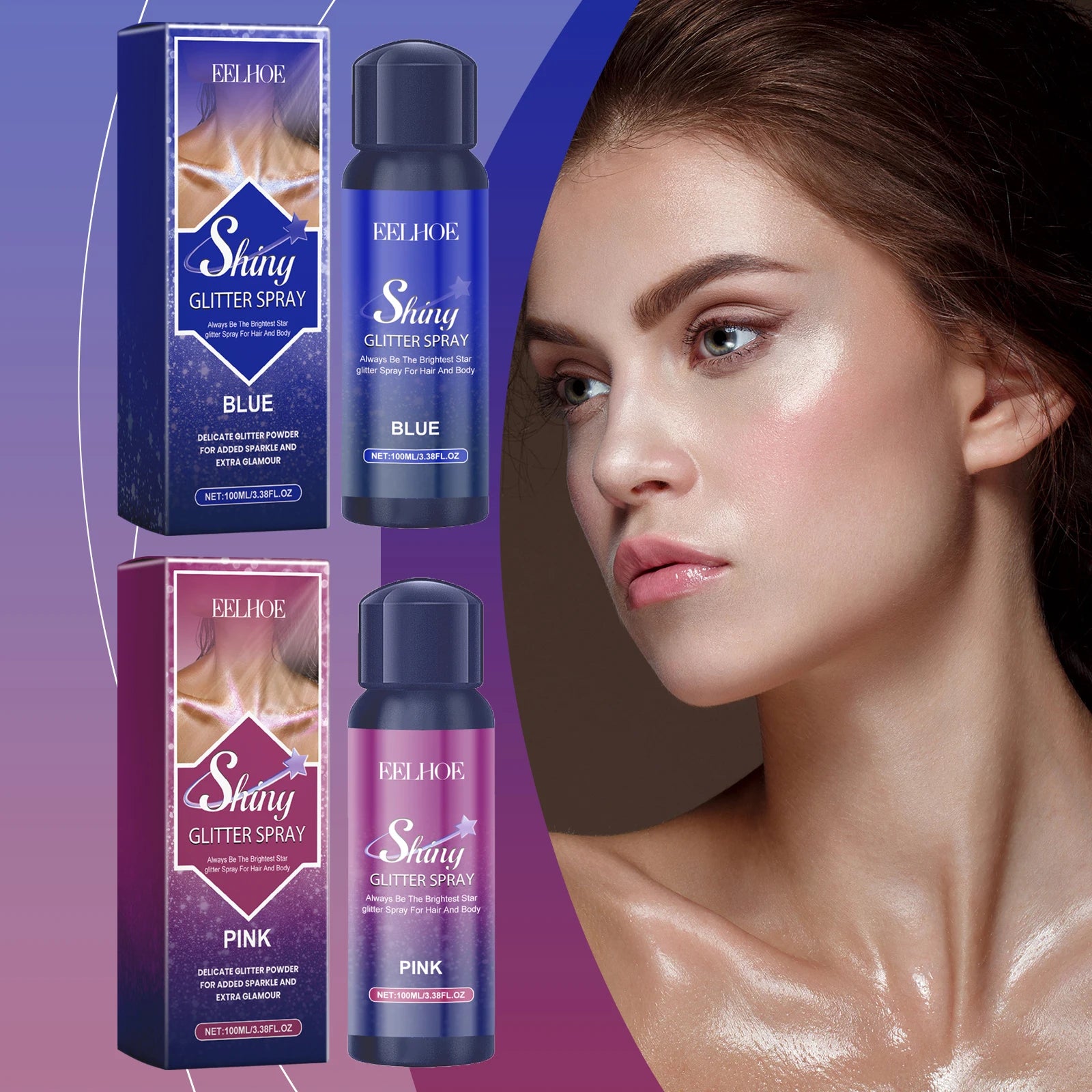 Colorful Festival Glitter Spray - Body & Clavicle Highlight Shimmer, Skin Brightening Powder, Ideal for Festive Makeup Looks