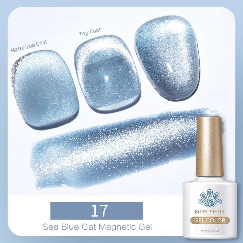 BORN PRETTY 10ml Black Glass Cat Magnetic Gel Nail Polish Silver Gold Glitter Semi Permanent Soak Off UV LED Gel Varnish
