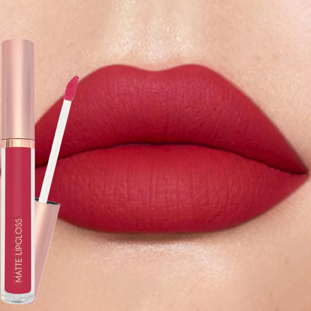 12Colors Creamy Matte Lip Gloss Long-lasting Velvet Non-drying Moisturizing Nude Berry Rose Lipstick Plump Lip Makeup Cosmetics