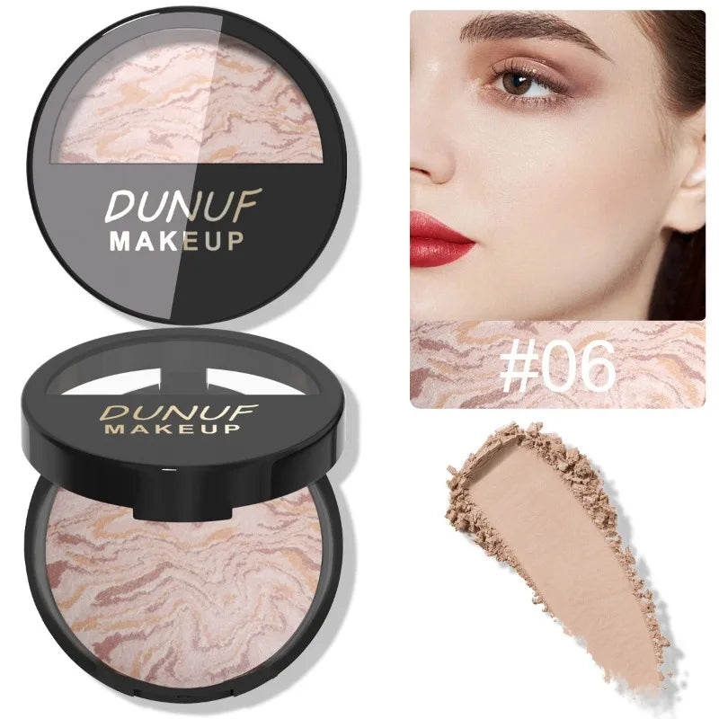 3 Color Natural Blush Bake Powder Palette Matte Blush Lightweight Breathable Makeup Contouring Cheek Redness Correcting Powder