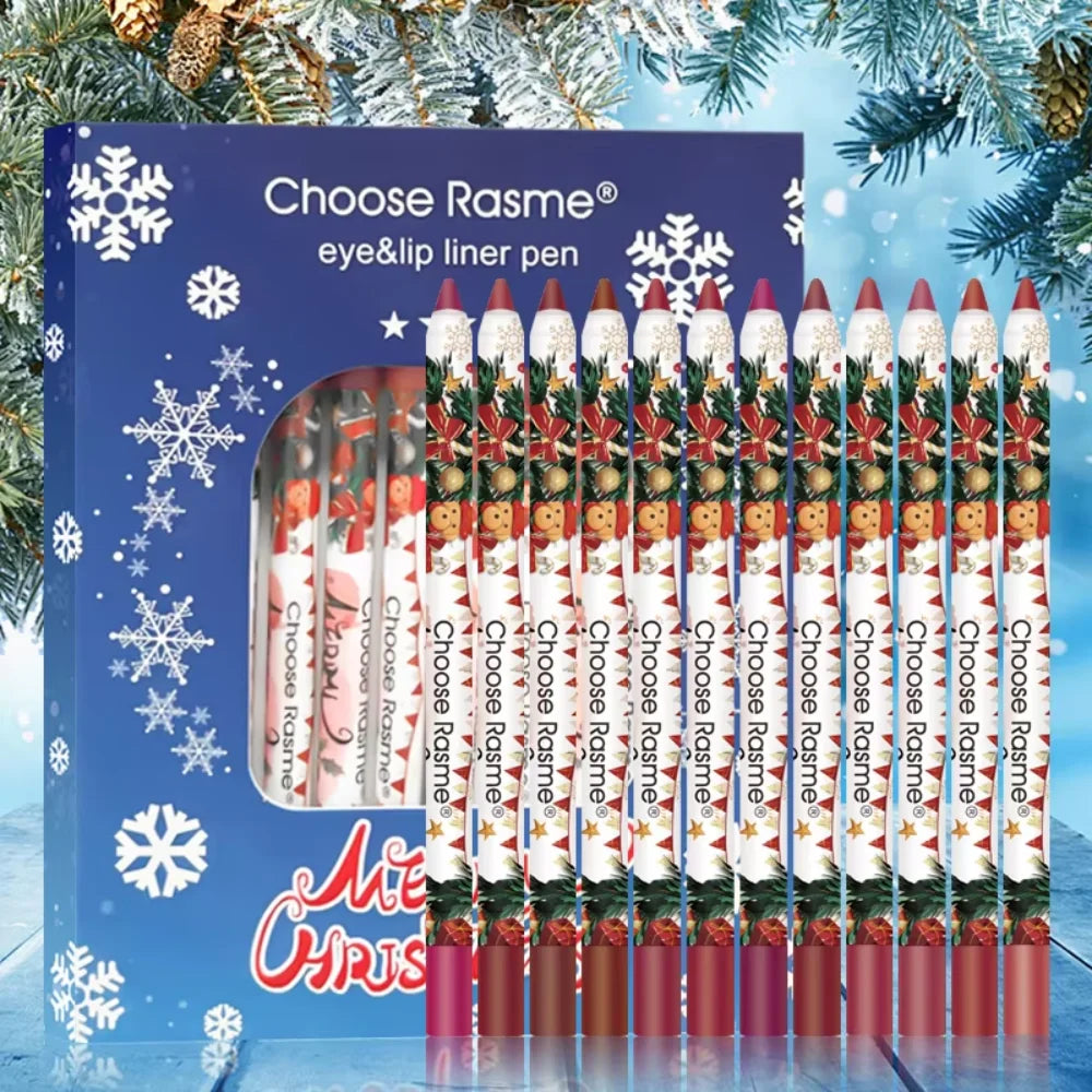 12 Pcs Matte lipliner Christmas Set Lipstick Pen for Women Makeup Hold lipliner Set Christmas Day Cosmetics