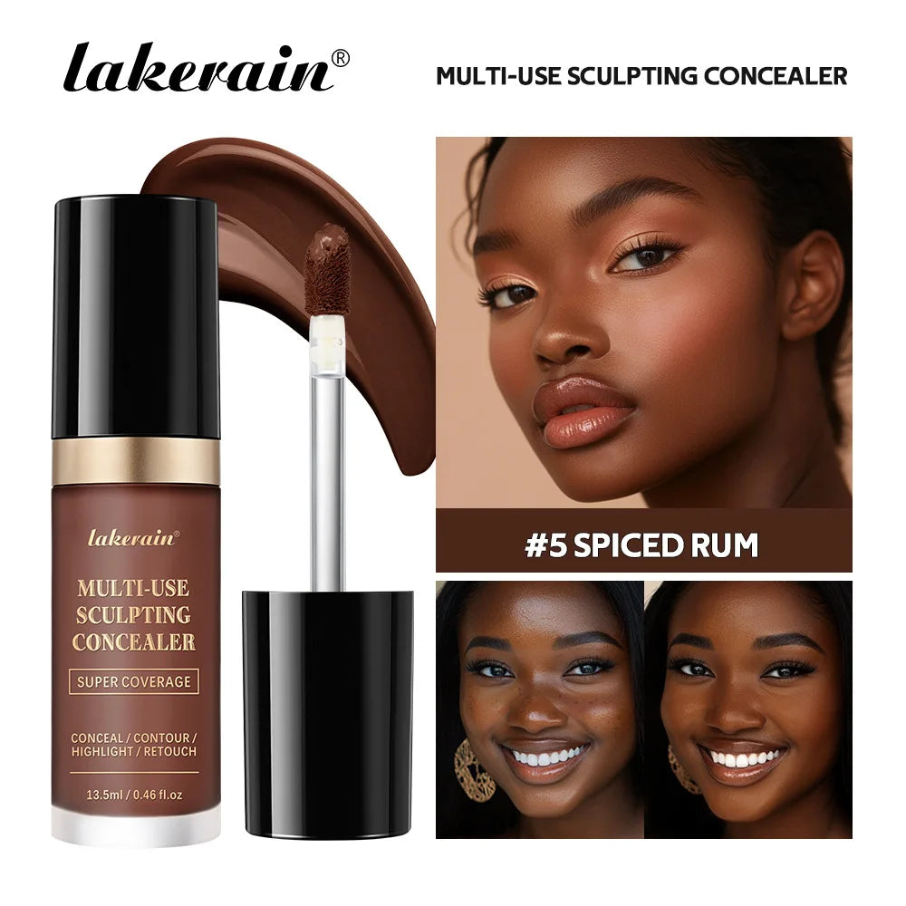 lakerain 5-Color Waterproof Concealer Matte High Coverage Oil-Control Foundation for Acne Scars and Dark Circles Cosmetics