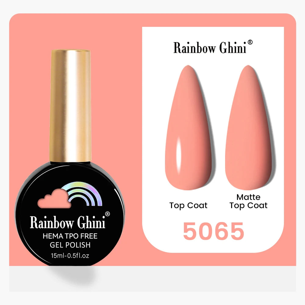 Rainbow Ghini 15ML 146 Colors Long-Lasting Colorful Gel Nail Polish Professional UV/LED Gel Polish Base Coat Matte Top Coat