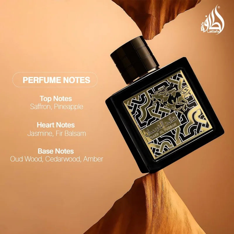 Lattafa Qaed Al Fursan for Men Eau de Parfum Spray, 3.04 Ounce
