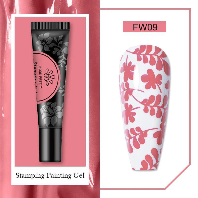 BORN PRETTY 1 Bottle 8ml Stamping Gel Polish Black White Gold Silver Nail Stamping Gel Printing Polish Soak Off Gel Varnish