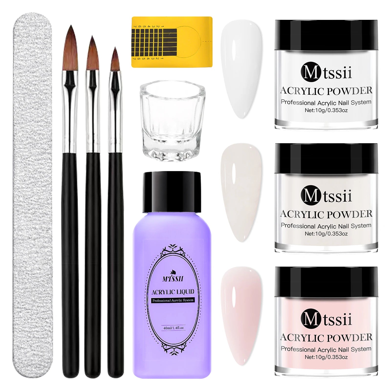 8pc Acrylic Powder Nail System Set, Nude Pink, Monomer Liquid Set for Nails Extension, Carving Flower, Adheshing Decorations DIY