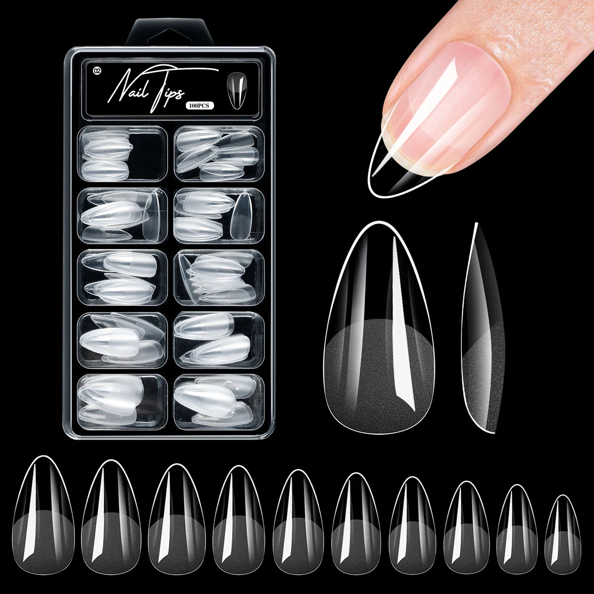 100/600Pcs Short Almond Nail Tips Soft Gel Nail Tips Full Cover False Nail Tips For Acrylic Nails Salon Home Press On Nails