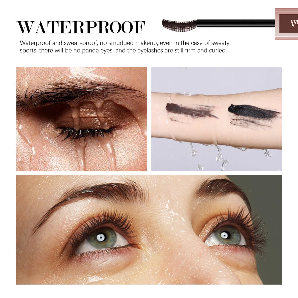 Lakerain Lengthening Volumizing Mascara Long Lasting Makeup Effect Nourish Eyelashes Clump-Free Suitable for All Skin Tones