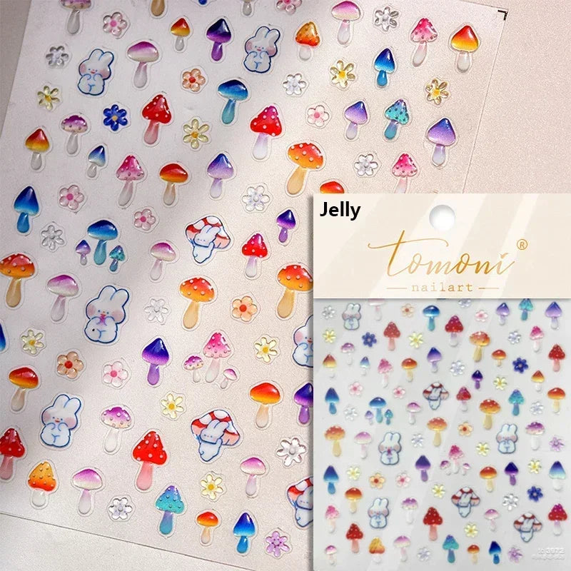 Lovely Cat Bunny Bowknot Poker Crown Lock Key Easter Eggs Love Cute Rabbit Mushroom Chick Flower Dog DIY Nail Art Stickers Decal