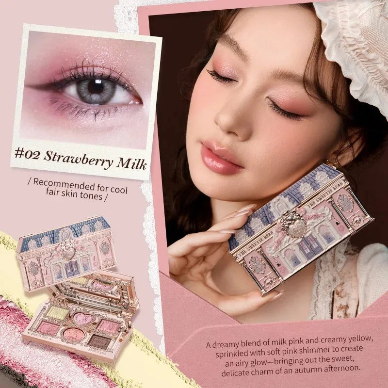 Flower Knows SWEETIE BEAR Highly Pigmented Eye Makeup Palette Eye Shadows Long Lasting Matte Shimmer Finish Cosmetics Gift Kit