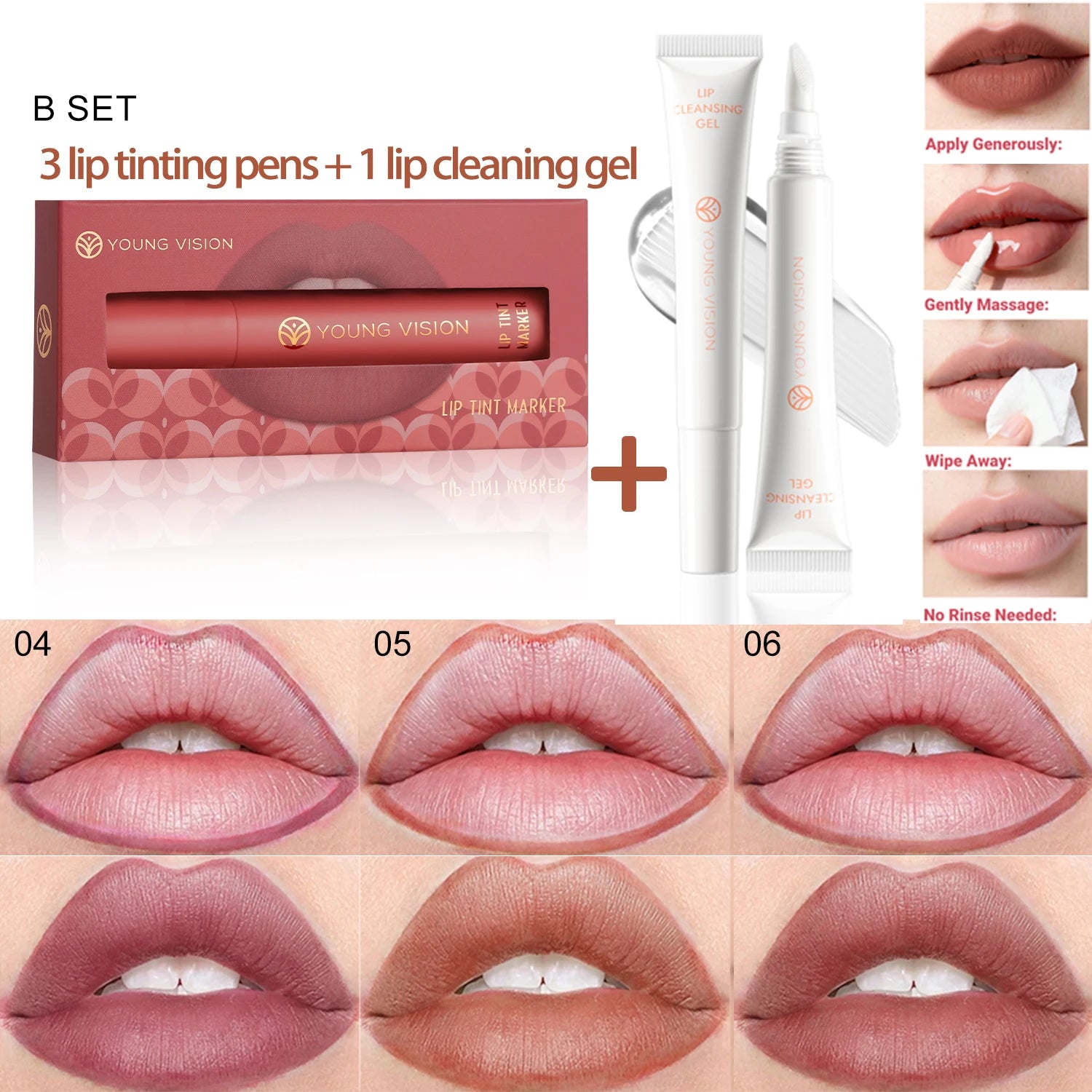 3pcs/ set Lip Tint Marker Liquid lipstick Nude Matte Shades, Lip Liner and Stick 2-in-1, Durable waterproof Christmas gift