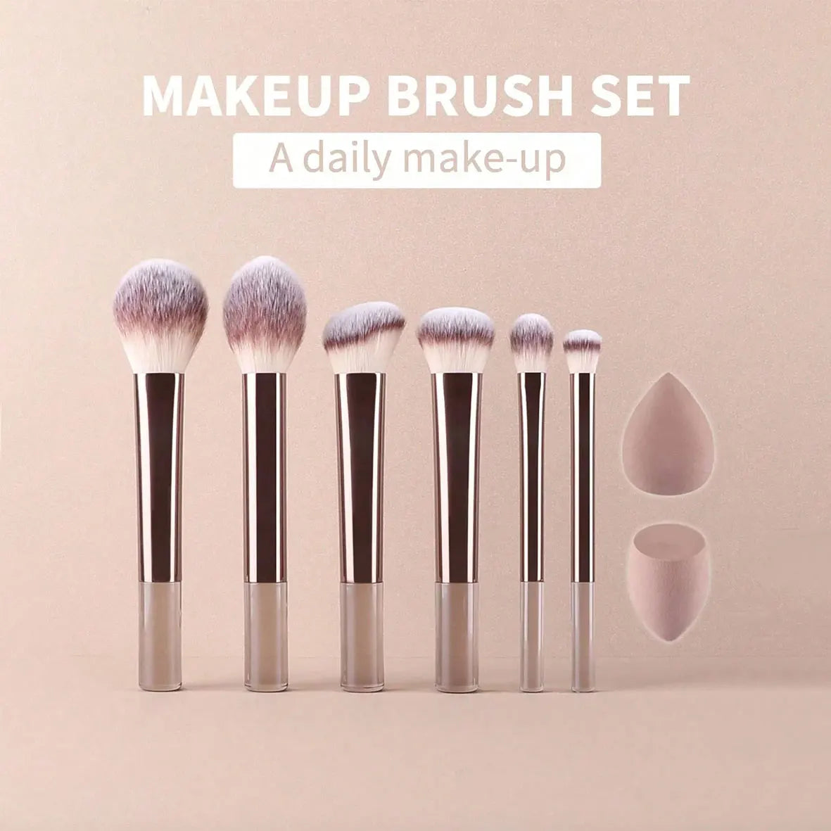 12pcs Professional Makeup Brush Set Incl. Eyeshadow, Powder, Blush Brushes, 2pcs Makeup Sponges, 1pc Powder Puff, Complete Trave