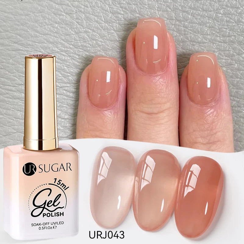 UR SUGAR 15ml Crystal Milky Jelly White Nude Gel Nail Polish Transparent Semi-permanent UV Gel Nail Art Soak Off Gel Varnish