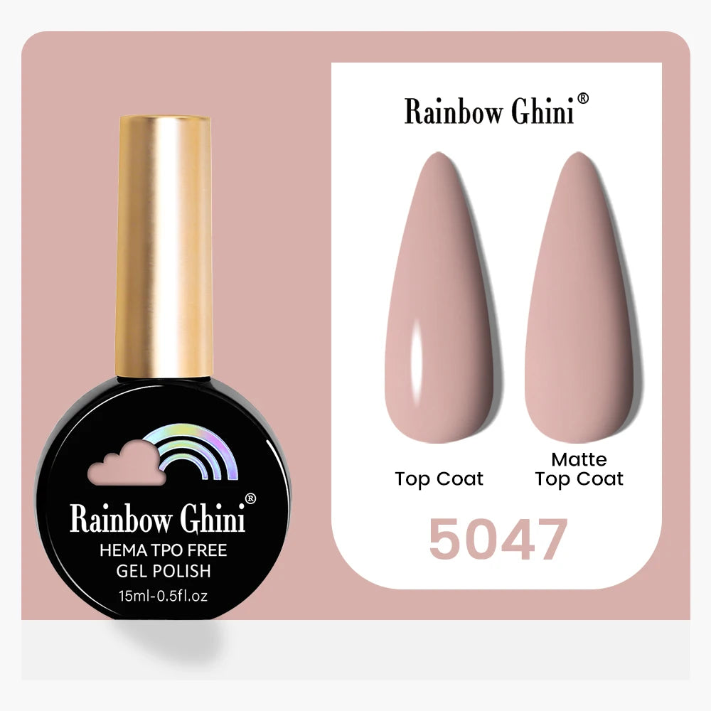 Rainbow Ghini 15ML 146 Colors Long-Lasting Colorful Gel Nail Polish Professional UV/LED Gel Polish Base Coat Matte Top Coat
