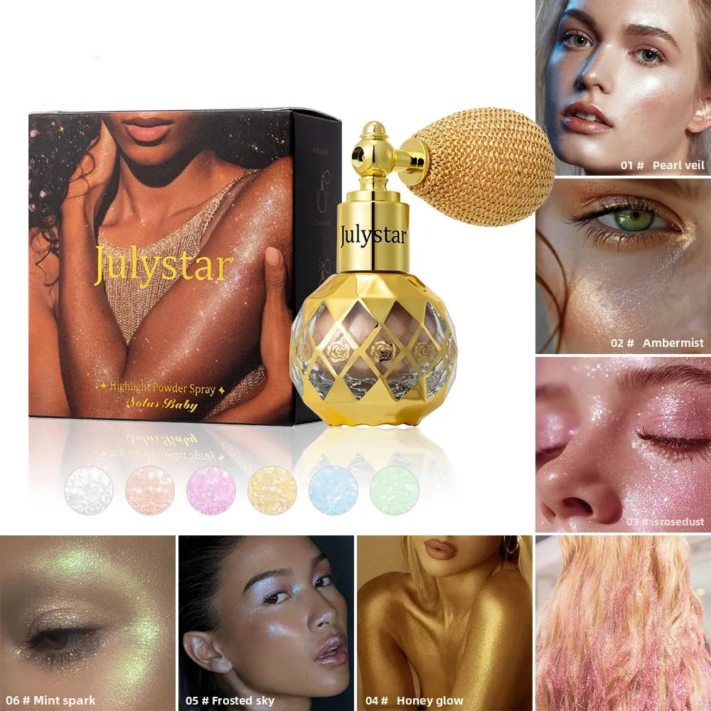 Multi-Color Highlighter Shimmer Spray Powder Body Brightening Glitter Face Makeup Airbag Spray Bottle