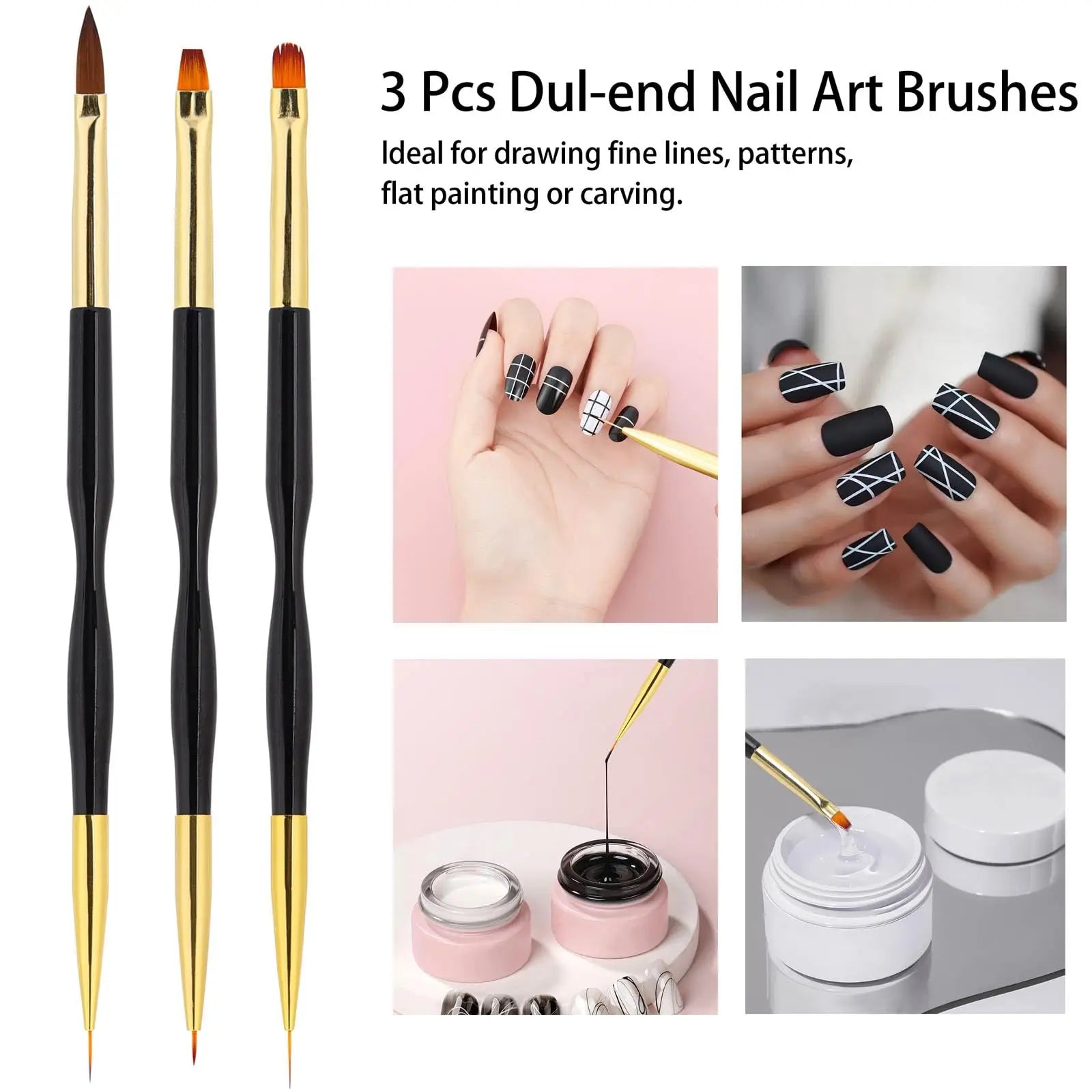 5/36 Pcs Nail art Brush Set Fine Liner Striping Dotting Silicone Tools 3D Gel Pen Acrylic Design Brushes for Home Use