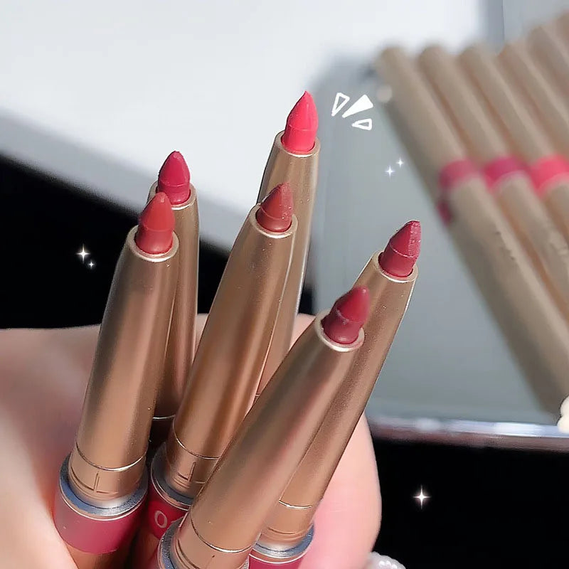 Auto Rotate Red Lip Liner Pencil Stick Makeup Long Lasting Lipstick Pencil Waterproof Moisturizing Lipstick Pencil Korean Makeup