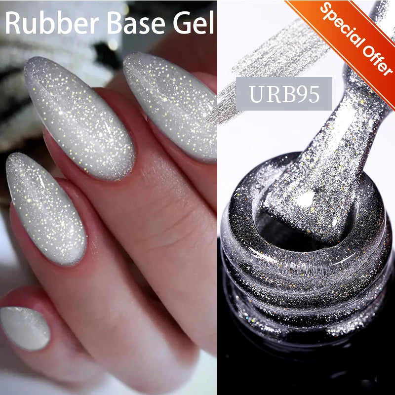UR SUGAR 7ml Nude Crystal Rubber Base Gel Natural Color Semi Permanent Soak off UV LED Gel Nail Art Varnish